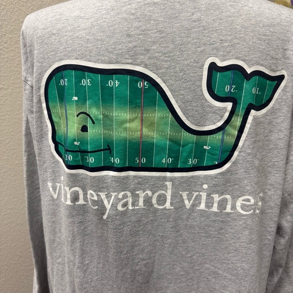 Vineyard Vines Whale Long Sleeve Tee Gray Size L – Football Field Whale Logo Poc - Picture 5 of 9